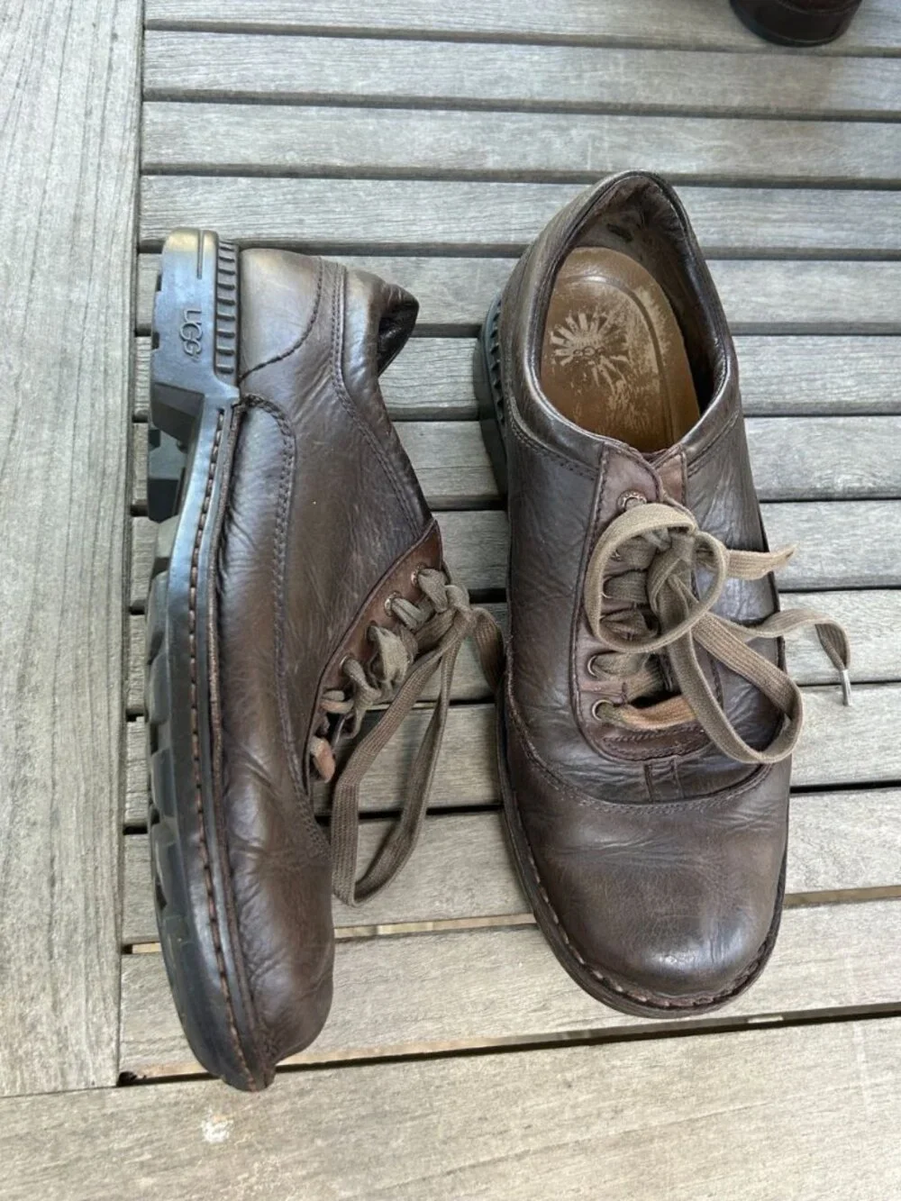 Ugg Brand Men's Brown Nubuck Leather Lace Up Casual Shoes Size 12